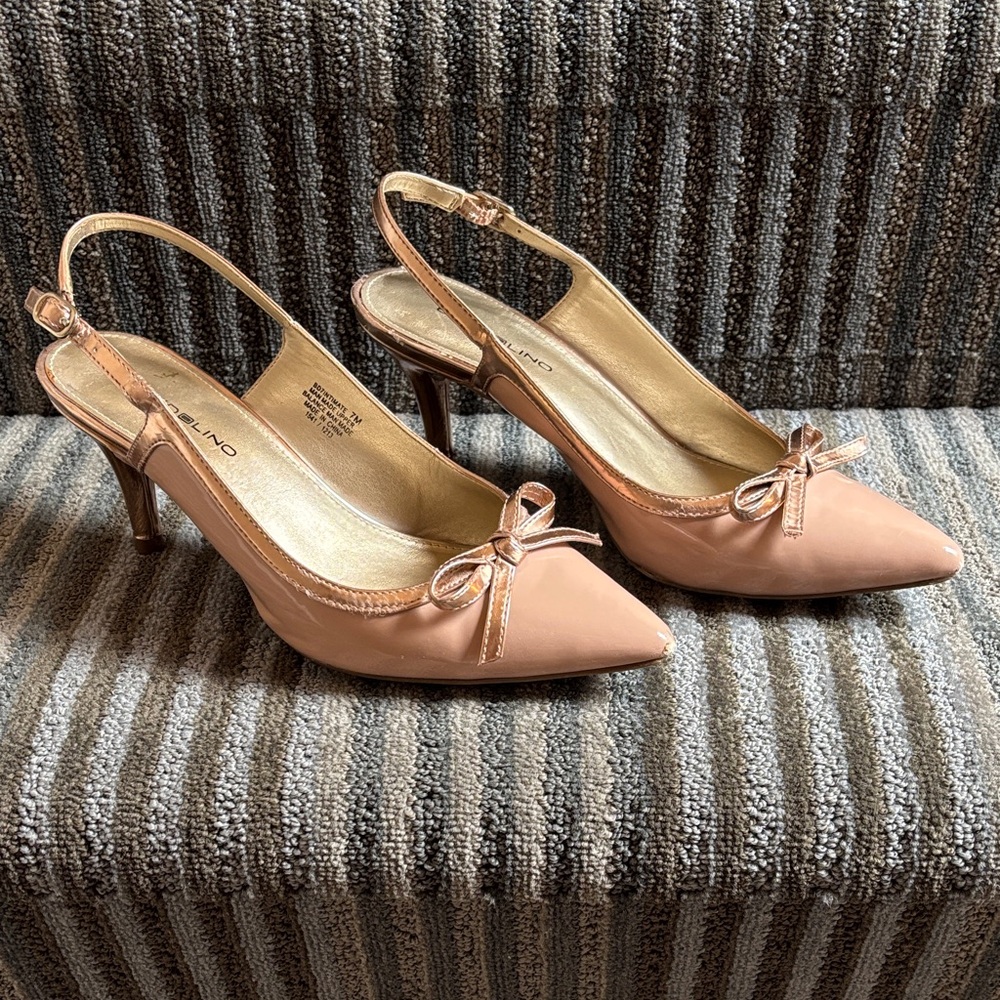 Bandolini Blush Slingback Heels with Bow
